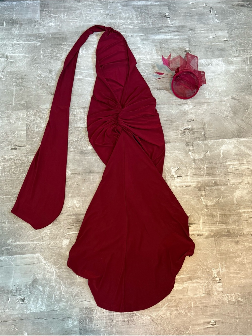 Melani Leoni Dress Wine Small + Matching Fascinator - Picture 2 of 16